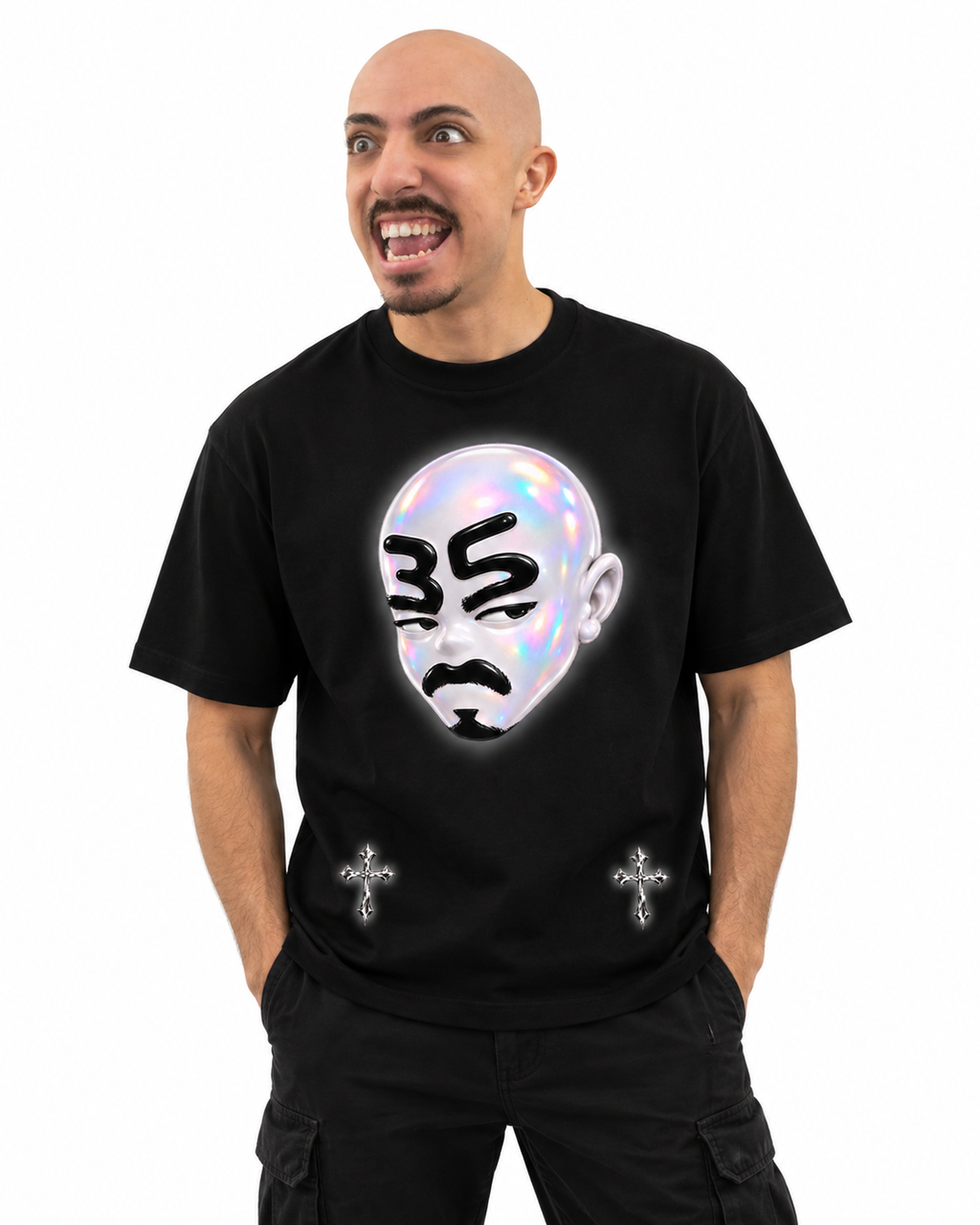 Camiseta Adrity Cabezón negra manga corta