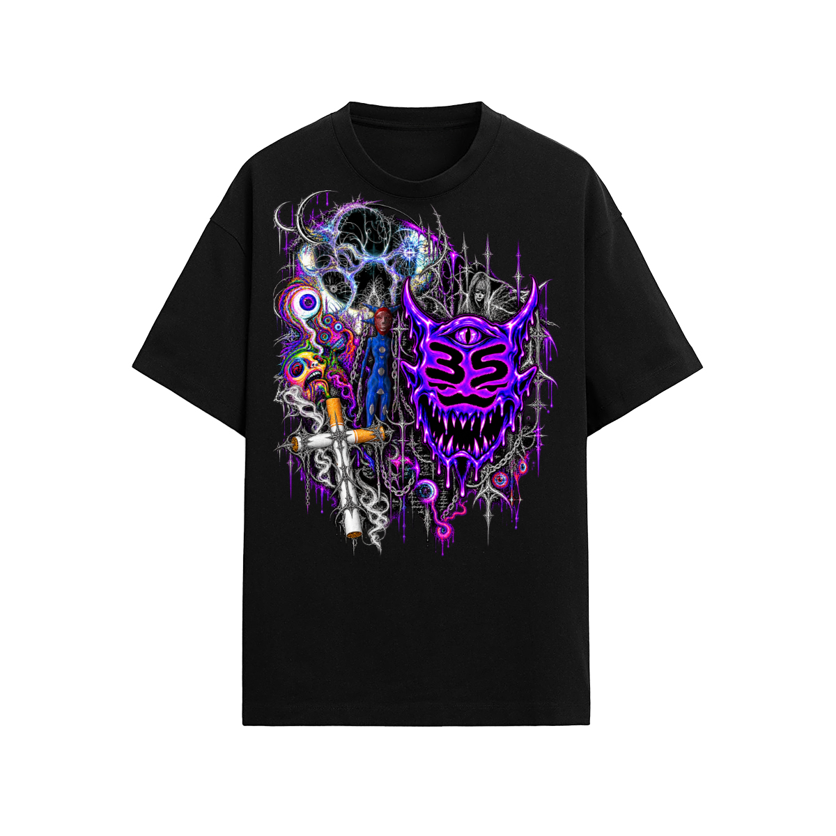 Camiseta Adrity Cahótica negra manga corta