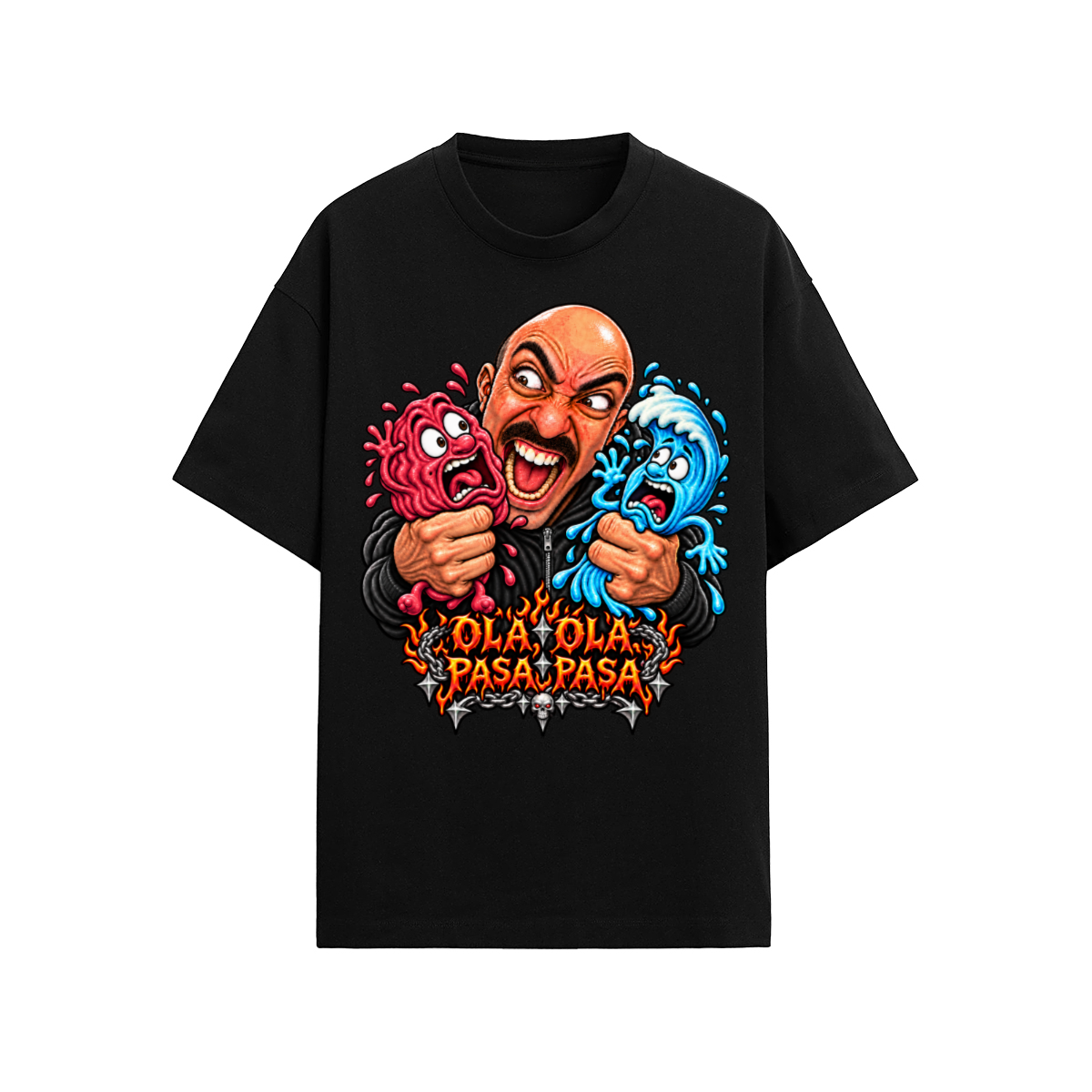 Camiseta OLA OLA PASA PASA negra manga corta