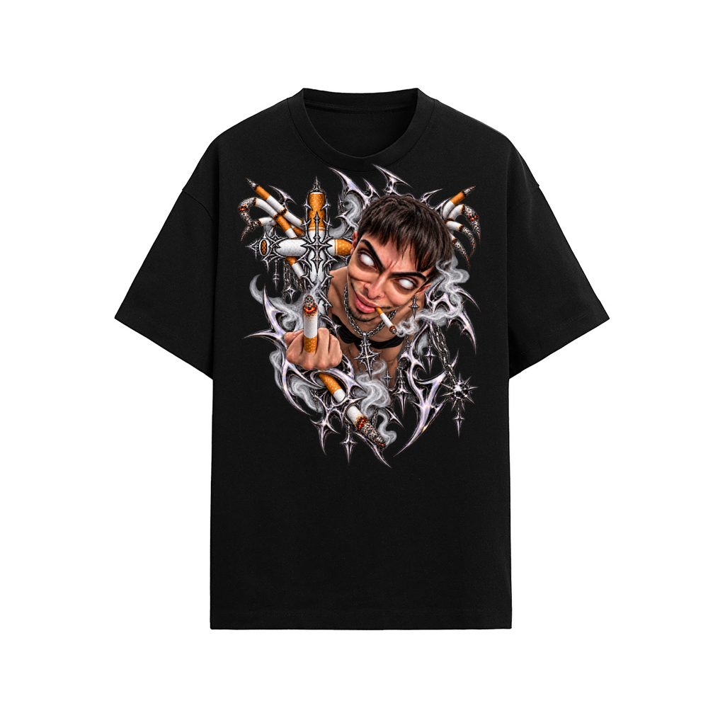 Camiseta Adrity poseído con cigarros negra manga corta