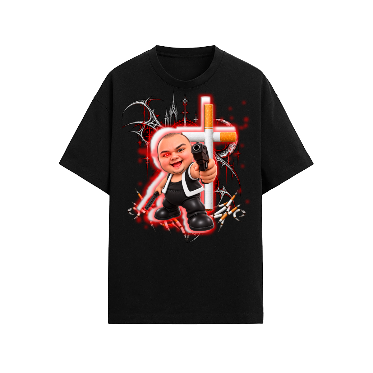 Camiseta Alcebiche pistolero negra manga corta