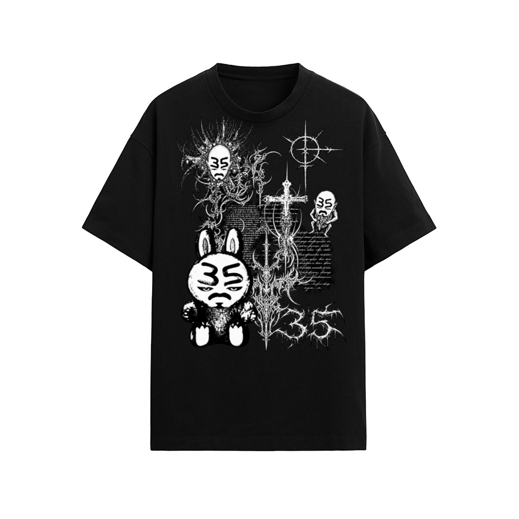 Camiseta Adrity conejo Gótica negra manga corta