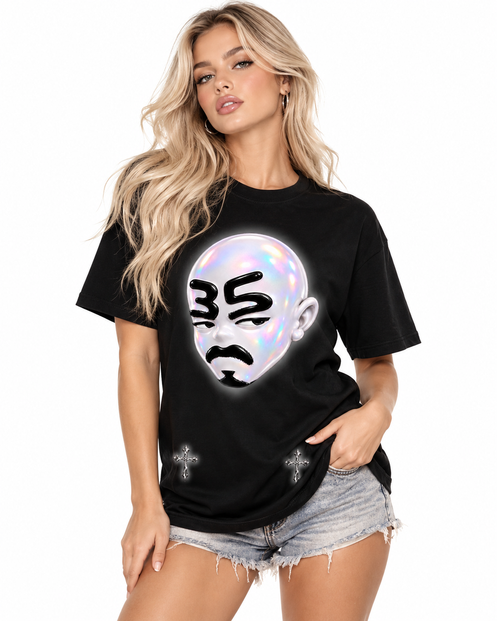 Camiseta Adrity Cabezón negra manga corta