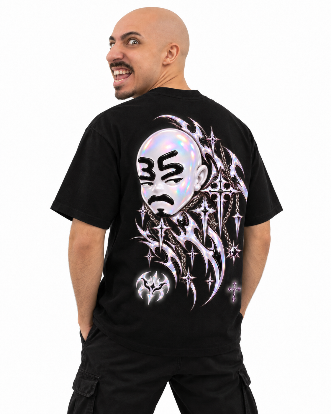 Camiseta Adrity Cabezón negra manga corta